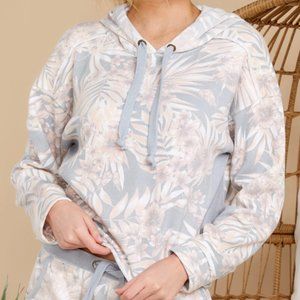 Grey Tropical Print Hoodie